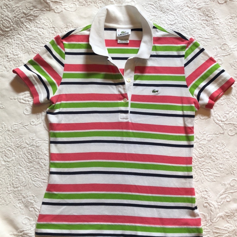 Lacoste size 40 (small-med) woman’s striped polo!